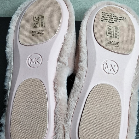 Michael Kors Women's Pink Fuzzy Slippers - Picture 4 of 5